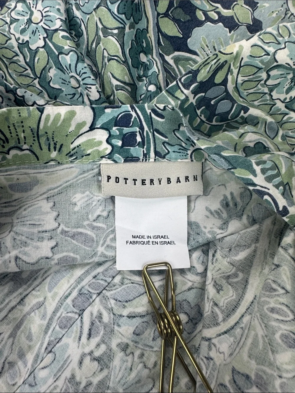 Pottery Barn Caesarea Paisley Euro Sham Sage Green Blue 100% Cotton